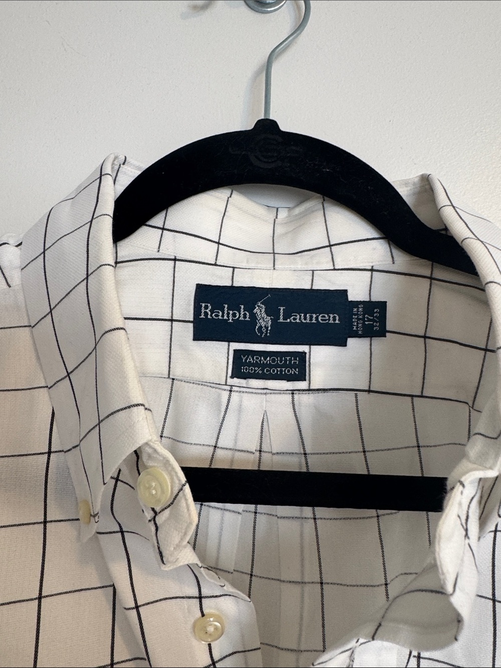 Vintage Ralph Lauren Yarmouth White Windowpane Button-Down Shirt - Picture 2 of 7